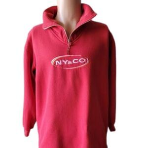 NY & Co Red Fleece Pullover Sweatshirt – Quarter Zip -Medium